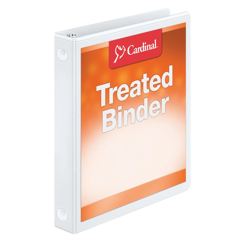 Cardinal Treated ClearVue Locking 3-Ring Binder, 1in Round Rings, 52% Recycled, White (Min Order Qty 7) MPN:32200