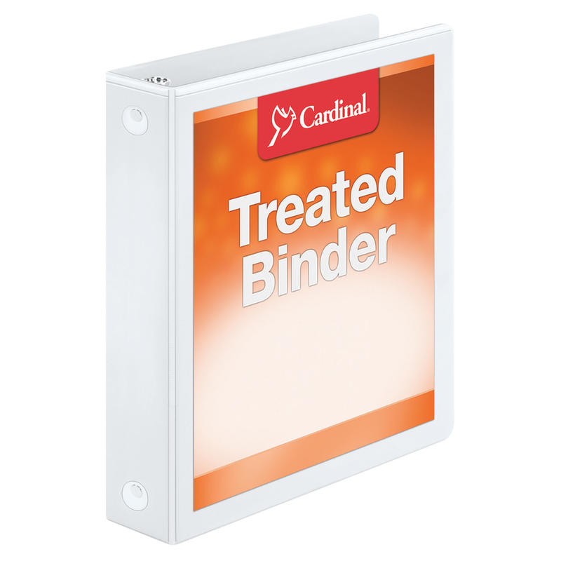 Cardinal Treated ClearVue Locking 3-Ring Binder, 1 1/2in Round Rings, 52% Recycled, White (Min Order Qty 5) MPN:32215