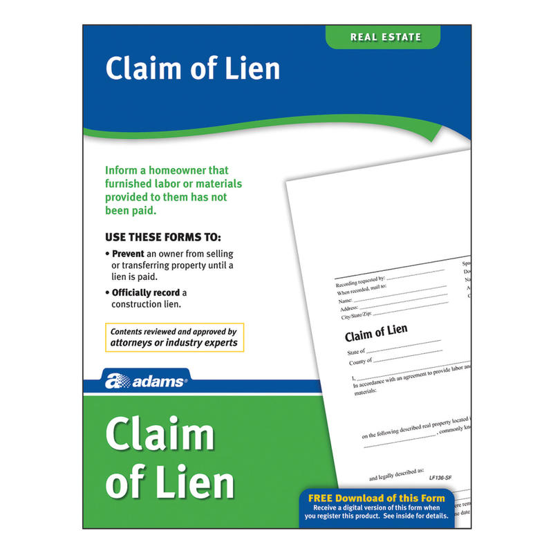 Adams Claim of Lien (Min Order Qty 14) MPN:LF136