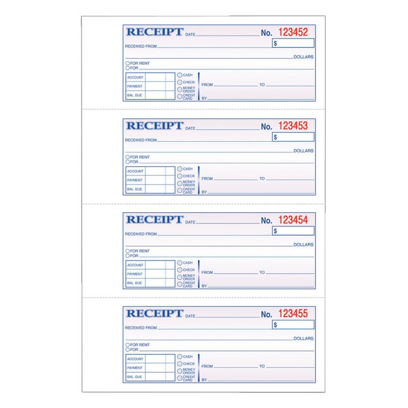 Adams Carbonless Money/Rent Receipt Book, 3-Part, 7 5/8in x 11in, Book Of 100 Sets (Min Order Qty 9) MPN:TC1182