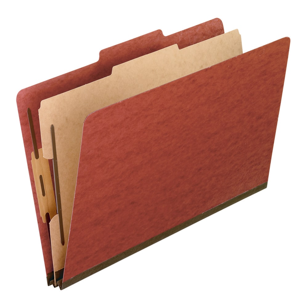 Pendaflex Pressboard End-Tab Classification Folder, 1 Divider, Legal Size, 30% Recycled, Red, Box Of 10 (Min Order Qty 2) MPN:2157R