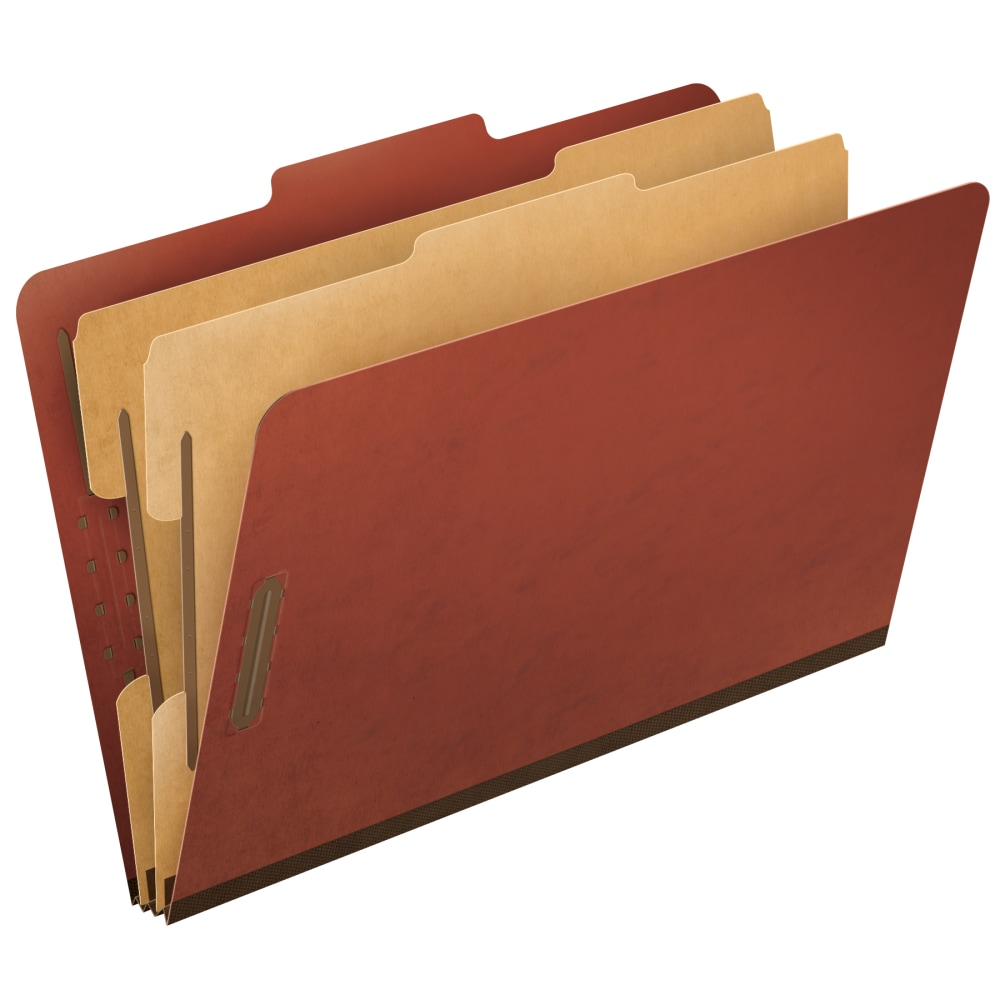 Pendaflex Pressboard Classification Folder, 2 Dividers, 6 Partitions, 2/5 Cut, 30% Recycled, Legal Size, Red, Box Of 10 (Min Order Qty 3) MPN:2257R