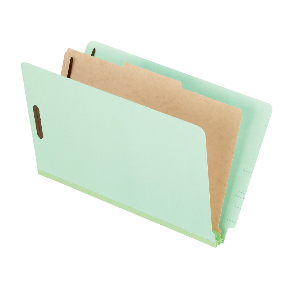 Pendaflex Pressboard Classification Folders With Dividers, 8 1/2in x 14in, 1 Divider, 1 Partition, Light Green, Pack Of 10 (Min Order Qty 3) MPN:23314