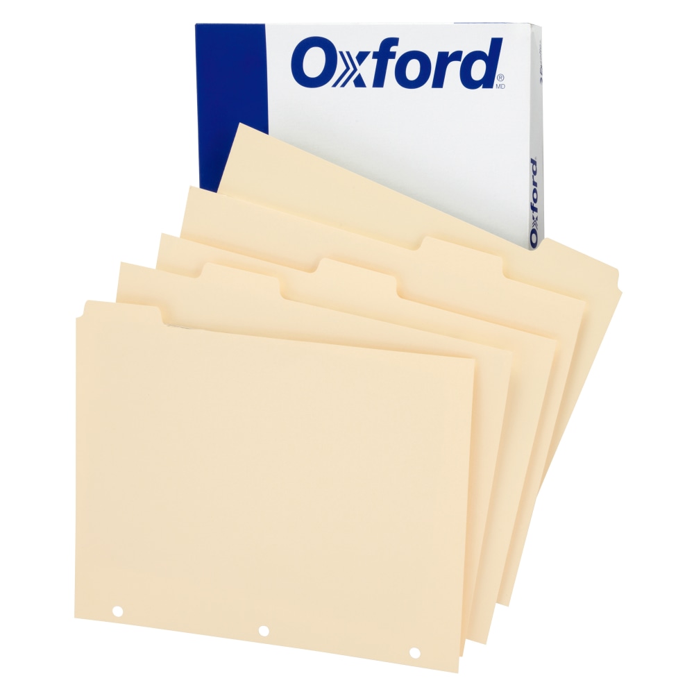 Oxford Manila Tab Dividers, Blank, 5-Tab, Box Of 20 Sets (Min Order Qty 3) MPN:13 V