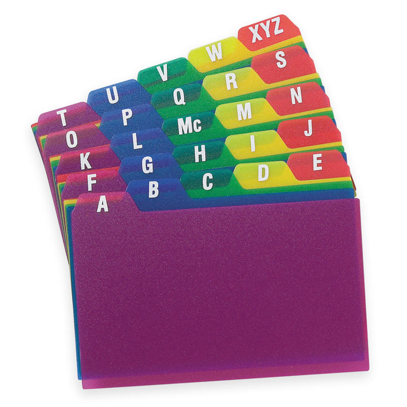 Oxford Poly Card Guides, A-Z, 3in x 5in, Assorted Colors (Min Order Qty 7) MPN:73153