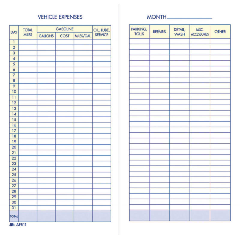 Adams Vehicle Expense Book (Min Order Qty 20) MPN:AFR11