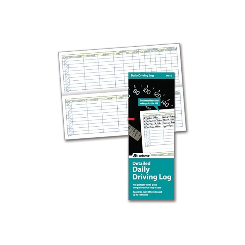 Adams Detailed Daily Driving Log, 9in x 3 1/4in, White, 48 Pages (24 Sheets) (Min Order Qty 10) MPN:AFR15