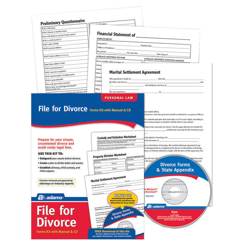 Adams Divorce Kit (Min Order Qty 3) MPN:K302