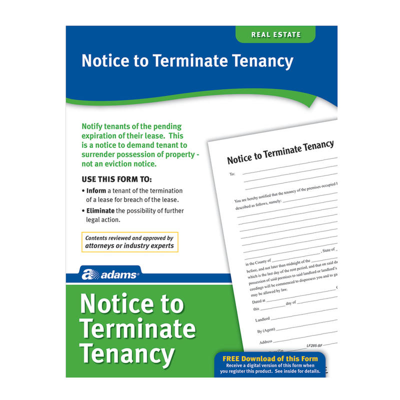 Adams Notice To Terminate Tenancy (Min Order Qty 10) MPN:LF285