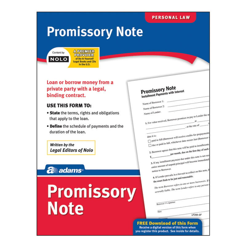 Adams Promissory Note (Min Order Qty 10) MPN:LF293