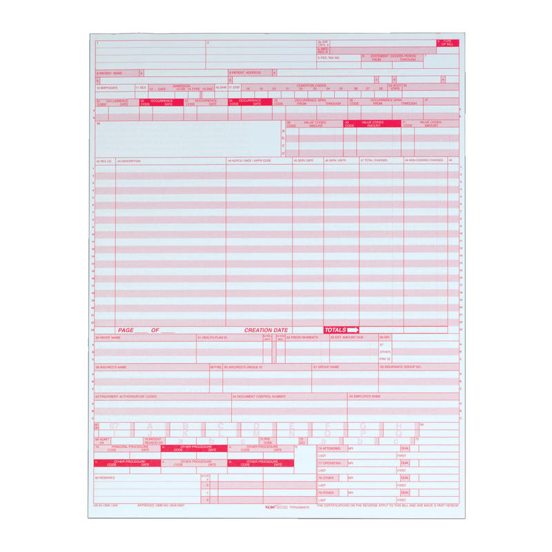 TOPS UB-04 Forms, 1 Part, White, 8 1/2in x 11in, Box Of 2,500 MPN:59870R