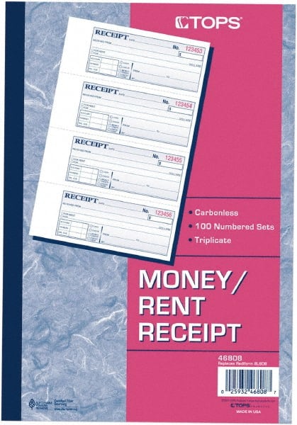 Receipt Book: 100 Sheets MPN:TOP46808