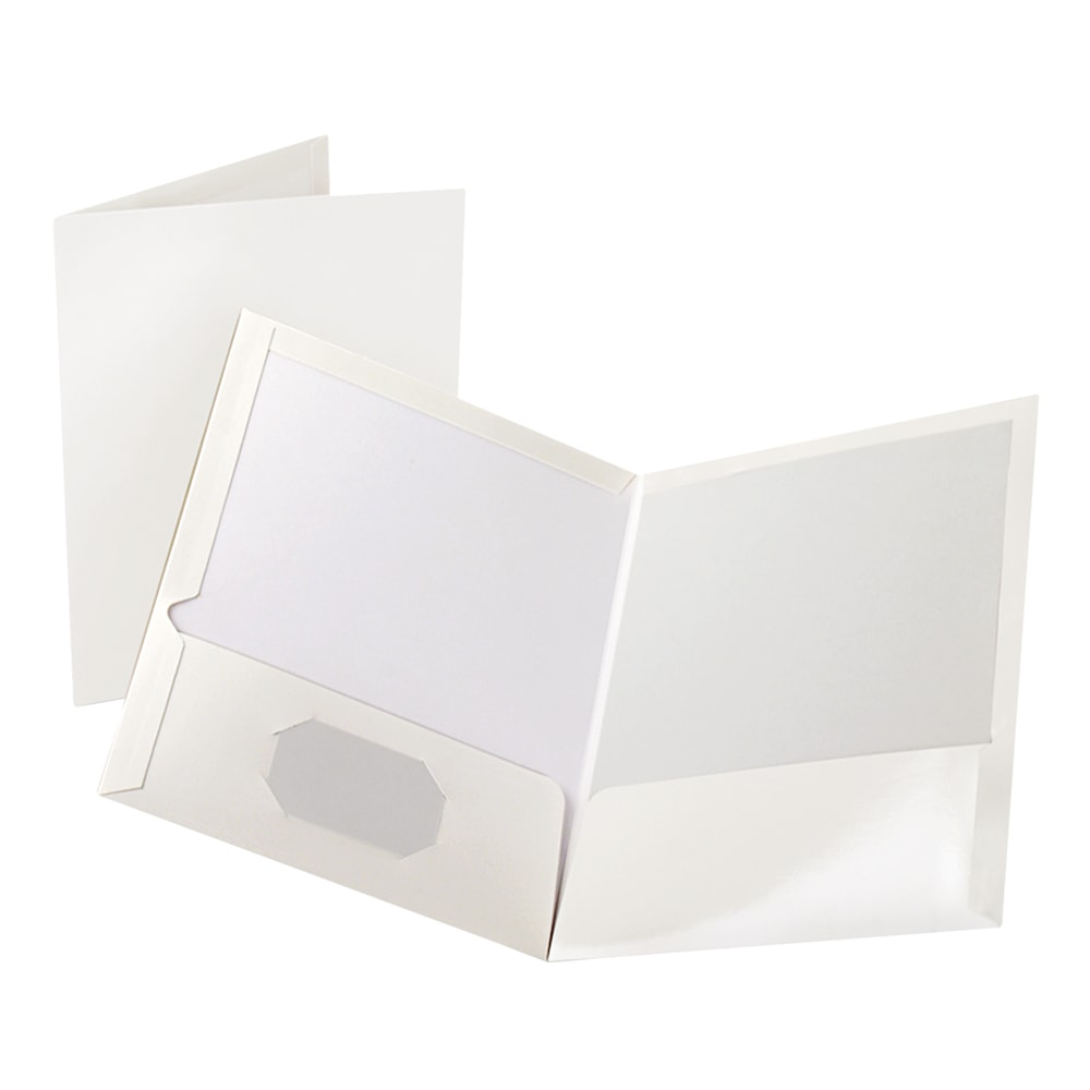 Oxford Laminated Twin-Pocket Folders, 8 1/2in x 11in, White, Box Of 25 (Min Order Qty 2) MPN:51704