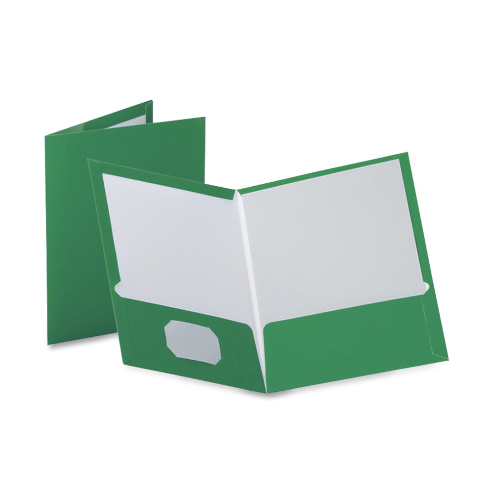 Oxford Laminated Twin-Pocket Folders, 8 1/2in x 11in, Green, Box Of 25 (Min Order Qty 2) MPN:51717