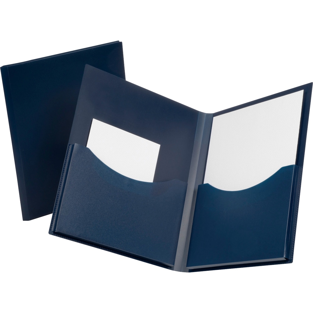 Oxford Double Stuff Poly Folders, 8-1/2in x 11in, 2 Pocket, Navy (Min Order Qty 17) MPN:57455