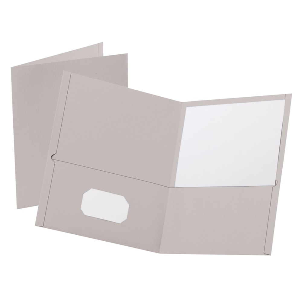 Oxford Twin-Pocket Portfolios, 8 1/2in x 11in, Gray, Pack Of 25 (Min Order Qty 4) MPN:57505