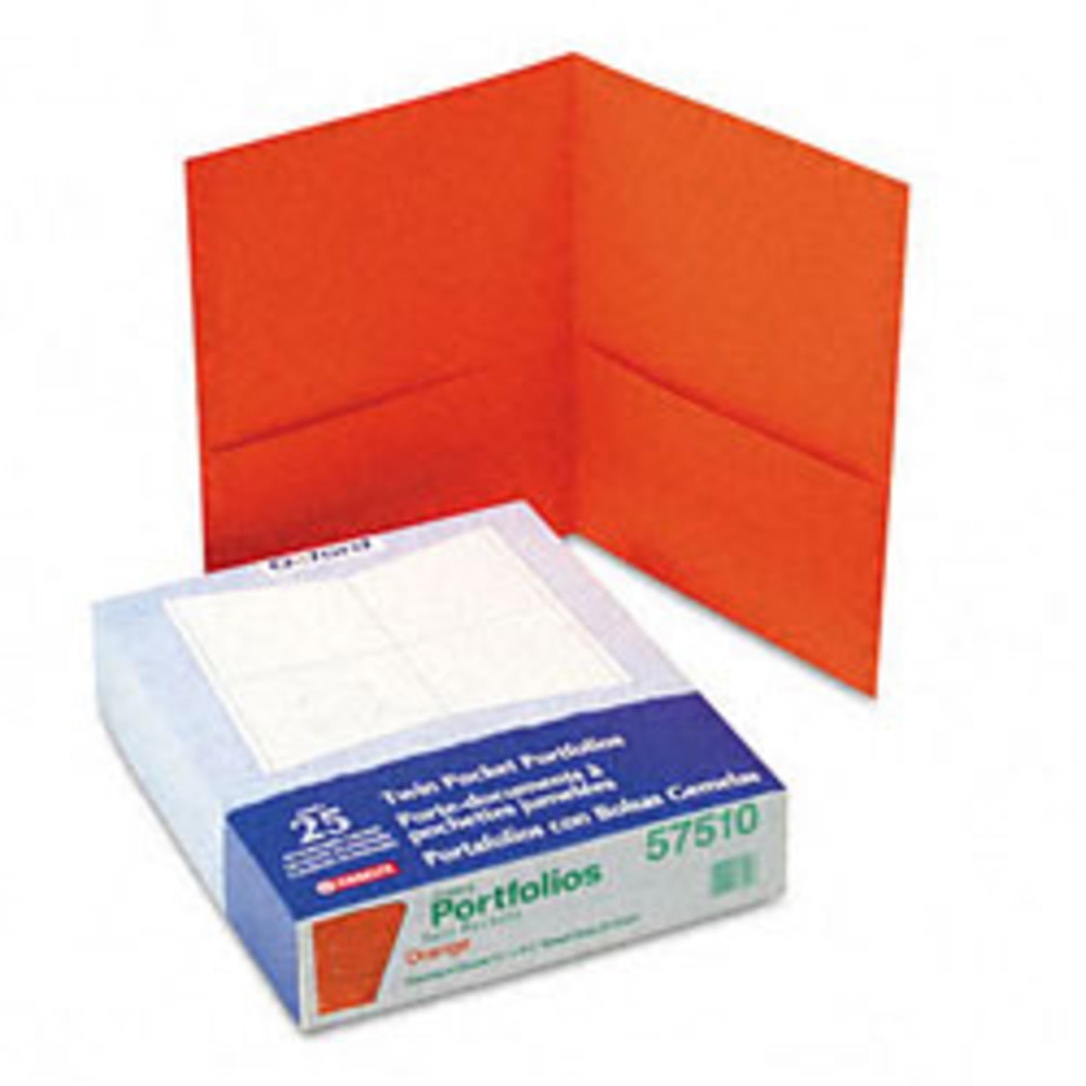 Oxford Twin-Pocket Portfolios, 8 1/2in x 11in, Orange, Pack Of 25 (Min Order Qty 5) MPN:57510EE