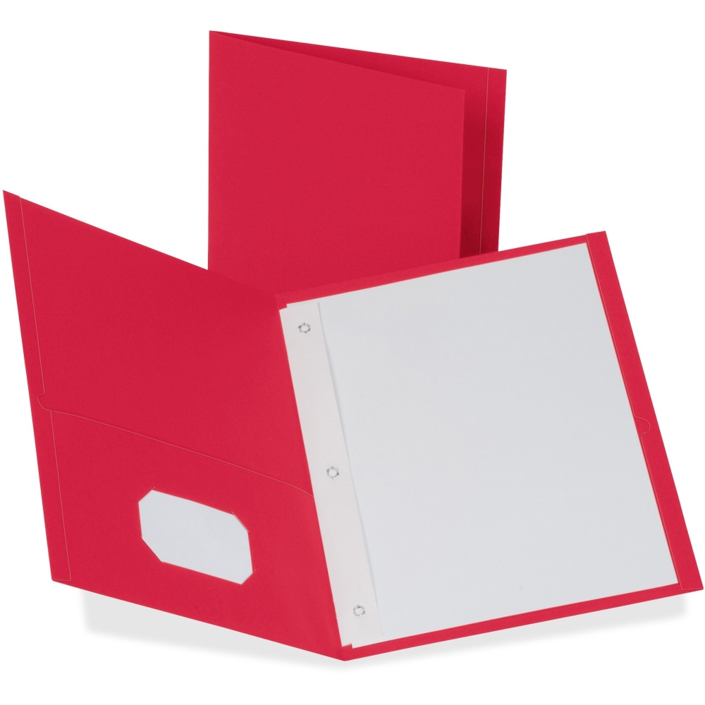 Oxford Twin-Pocket Portfolio With Fasteners, 8 1/2in x 11in, Red, Pack Of 25 (Min Order Qty 3) MPN:57711