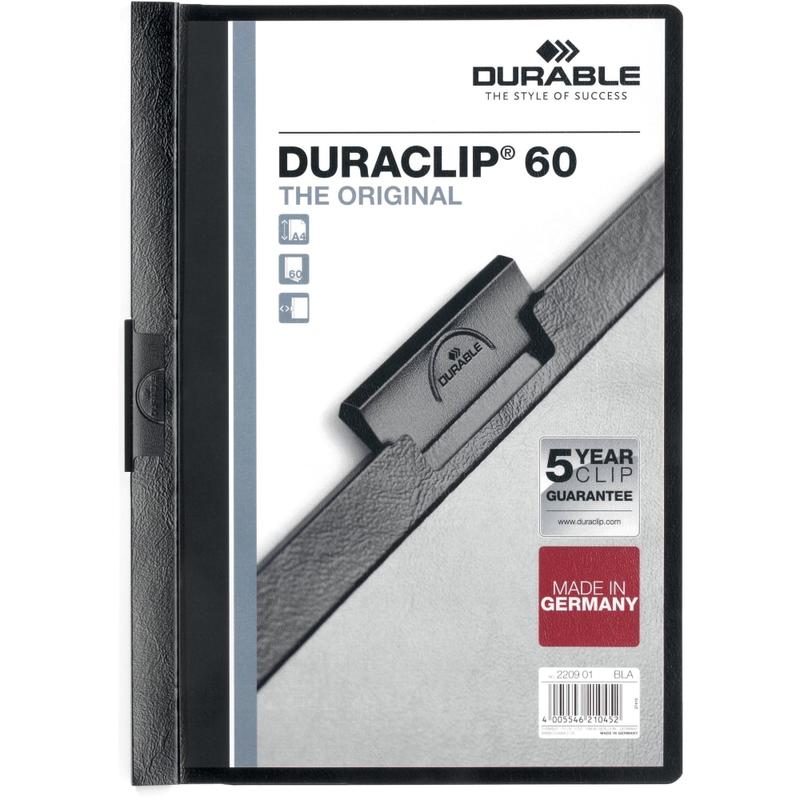 Durable Duraclip 60 Report Covers, 8 1/2in x 11in, Black (Min Order Qty 23) MPN:DBL2214BK