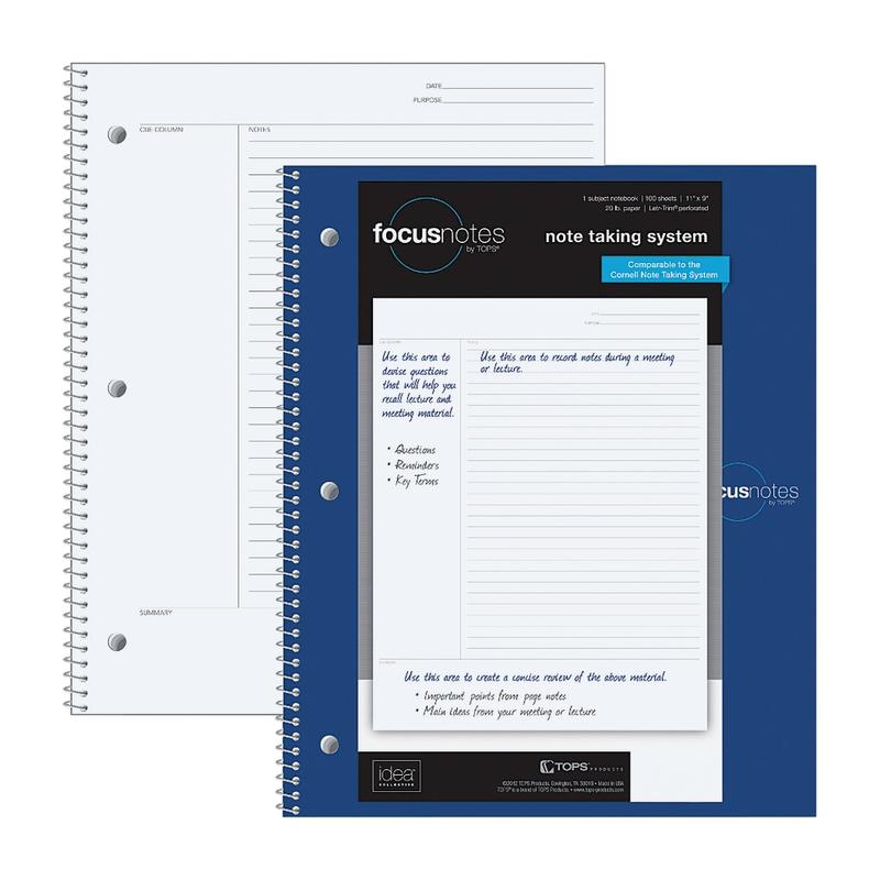 TOPS FocusNotes Notebook, 9in x 11in, 100 Sheets (Min Order Qty 5) MPN:90223