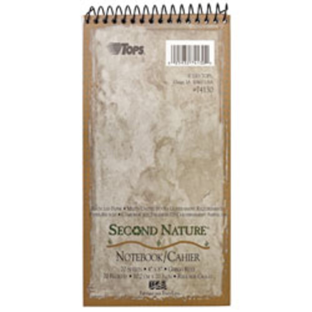 TOPS Second Nature 100% Recycled Reporters Notebook, 4in x 8in, 1 Subject, Gregg Ruled, 70 Sheets, White (Min Order Qty 8) MPN:74130