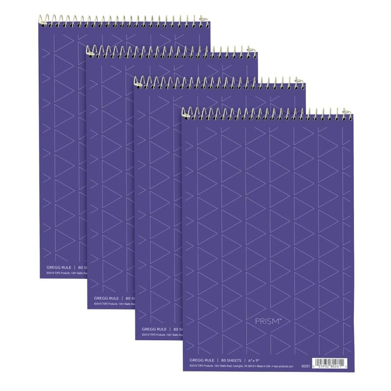 TOPS Prism+ Color Steno Books, 6in x 9in, Gregg Ruled, 80 Sheets, Orchid, Pack Of 4 (Min Order Qty 6) MPN:80264