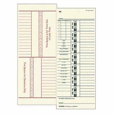 Time Card for Acroprint/Simplex PK500 MPN:1257