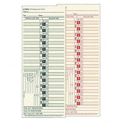 Time Card for Lathem Bi-Weekly PK500 MPN:1275