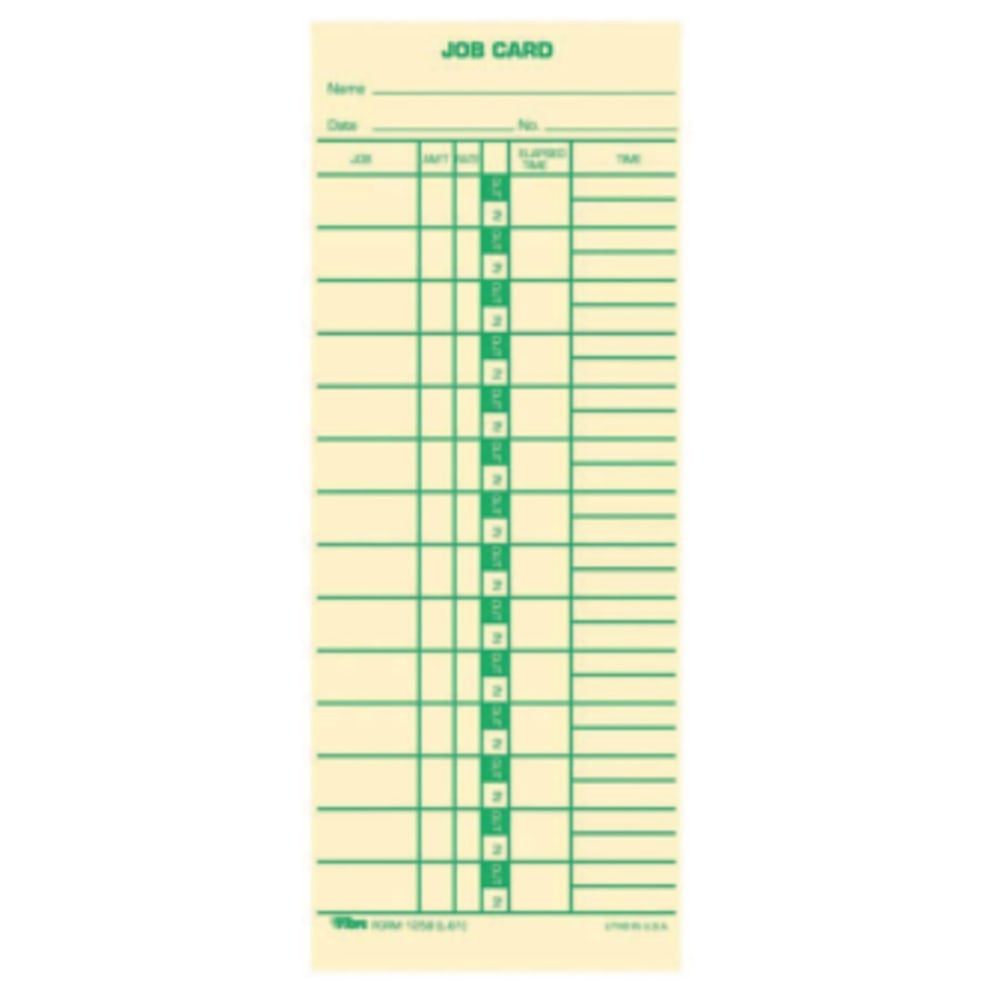 TOPS Time Cards (Replaces Original Card L61), Job Card Form, 1-Sided, 9in x 3 1/2in, Box Of 500 (Min Order Qty 2) MPN:1258