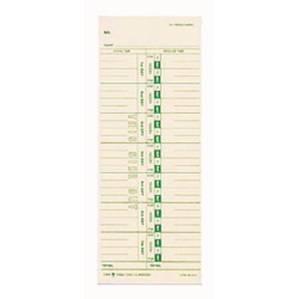 TOPS Time Cards (Replaces Original Card 10-800292), Numbered Days, 1-Sided, 9in x 3 1/2in, Box Of 500 (Min Order Qty 2) MPN:TOP1256