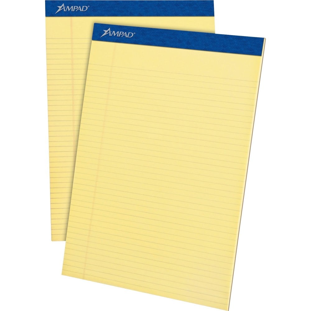 Ampad Perforated Ruled Pads, Letter Size, 50 Sheets, Ruled, Canary Yellow, Box Of 12 (Min Order Qty 2) MPN:20222