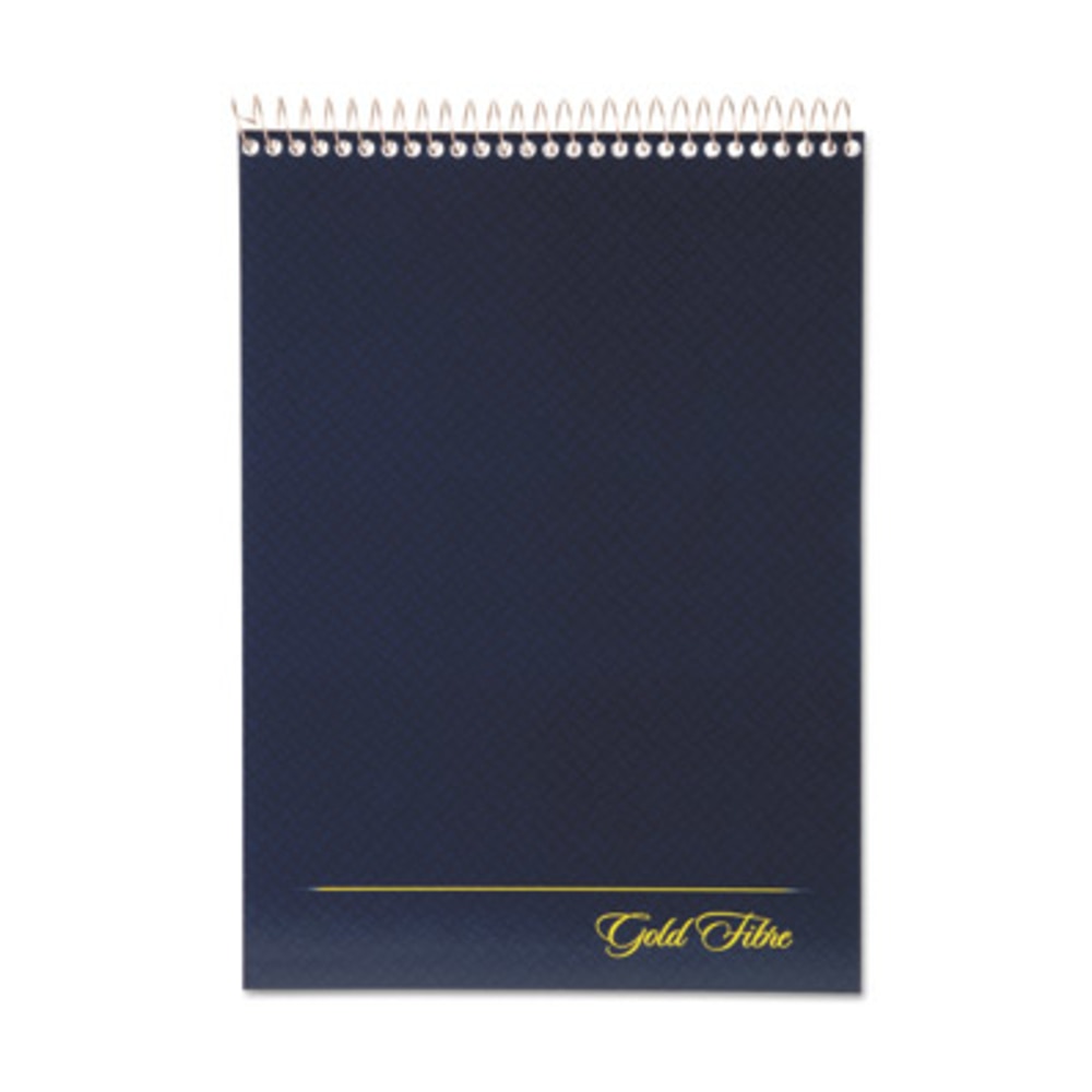 Ampad Gold Fibre Wirebound Legal Pad - 70 Sheets - Wire Bound - 20 lb Basis Weight - 8 1/2in x 11 3/4in - 8.50in x 0.4in x 12.3in - White Paper - Navy Cover - Micro Perforated, Easy Tear, Rigid, Chipboard Backing, Numbered - 1 Each (Min Order Qty 6) MPN:2