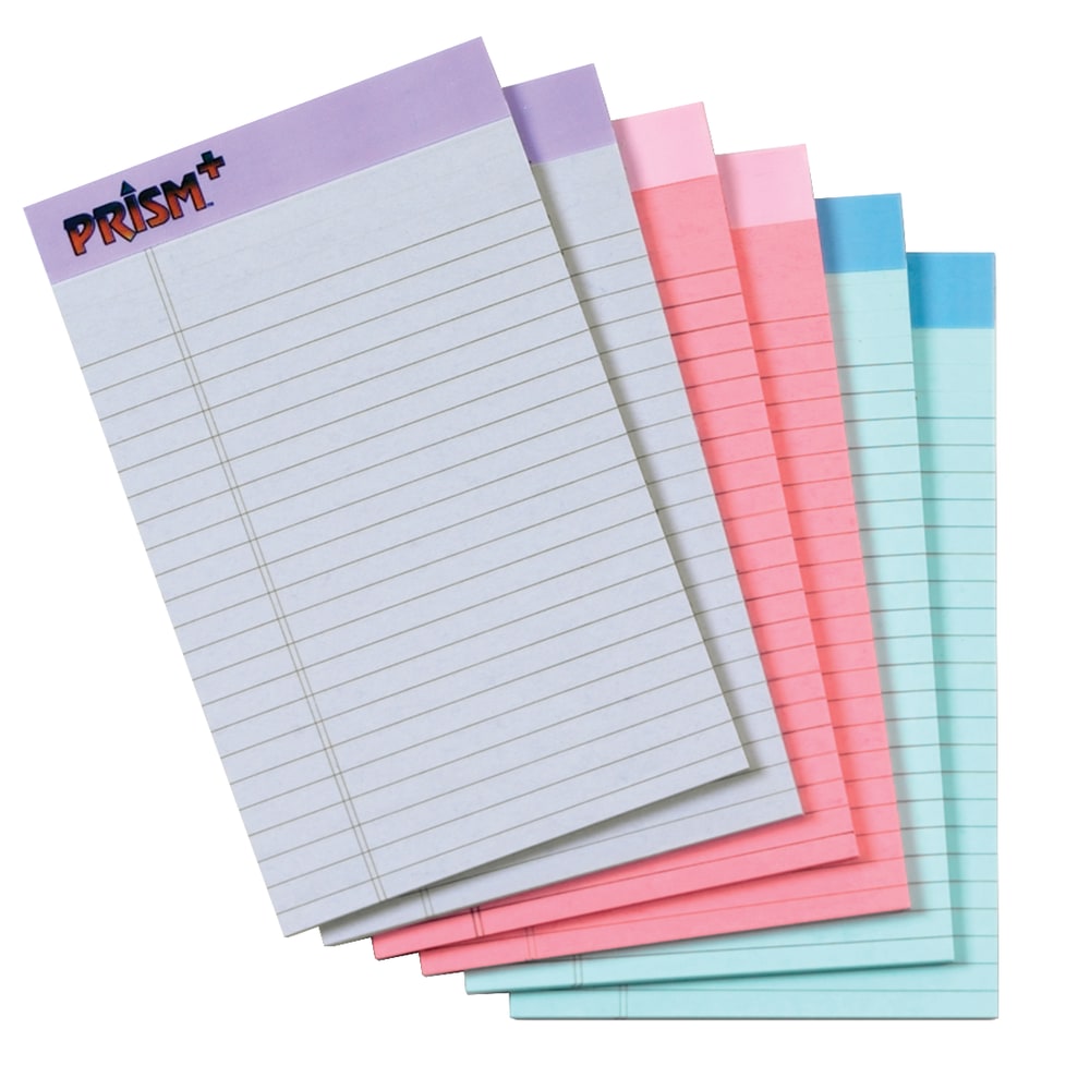 Tops Prism+ Legal Pads, 5in x 8in, Narrow Ruled, 100 Pages (50 Sheets) Per Pad, Pack Of 6 Pads, Assorted Colors (Min Order Qty 4) MPN:63016