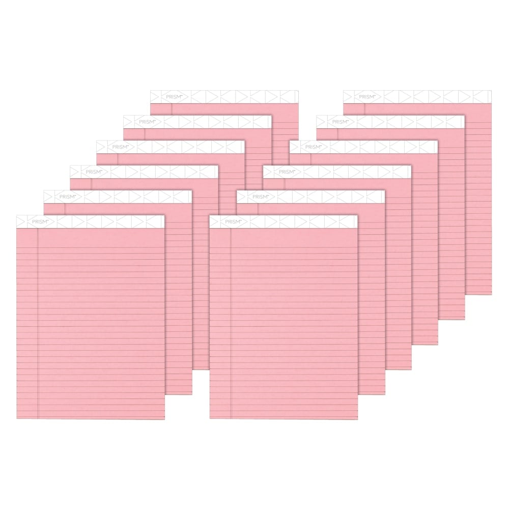 TOPS Prism+ Color Writing Pads, 8 1/2in x 11 3/4in, 100% Recycled, Legal Ruled, 25 Sheets, Rose, Pack Of 12 Pads (Min Order Qty 2) MPN:63150