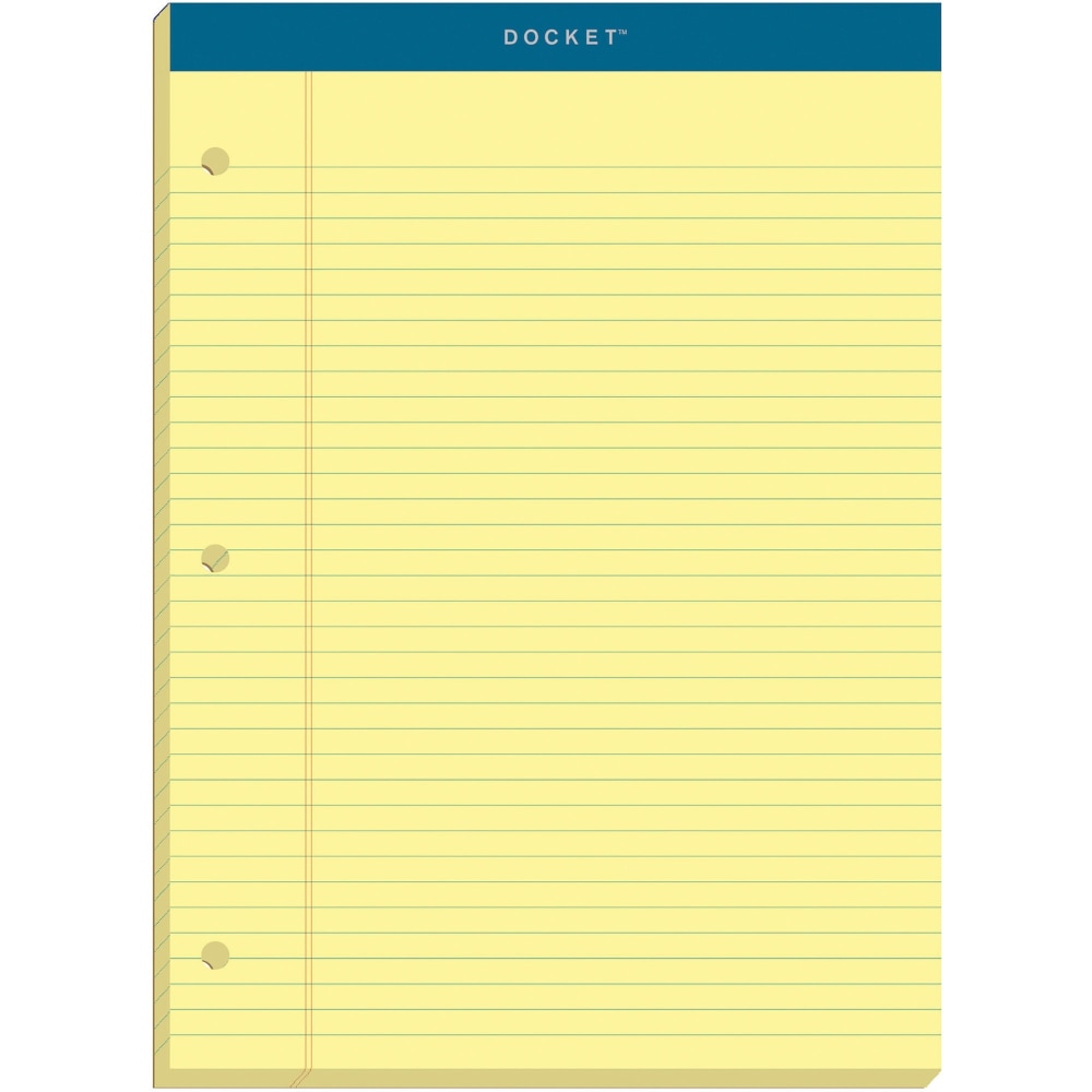 TOPS Double Docket Legal Pad, 8 1/2in x 11.75in, Canary, 100 Sheets (Min Order Qty 5) MPN:63383