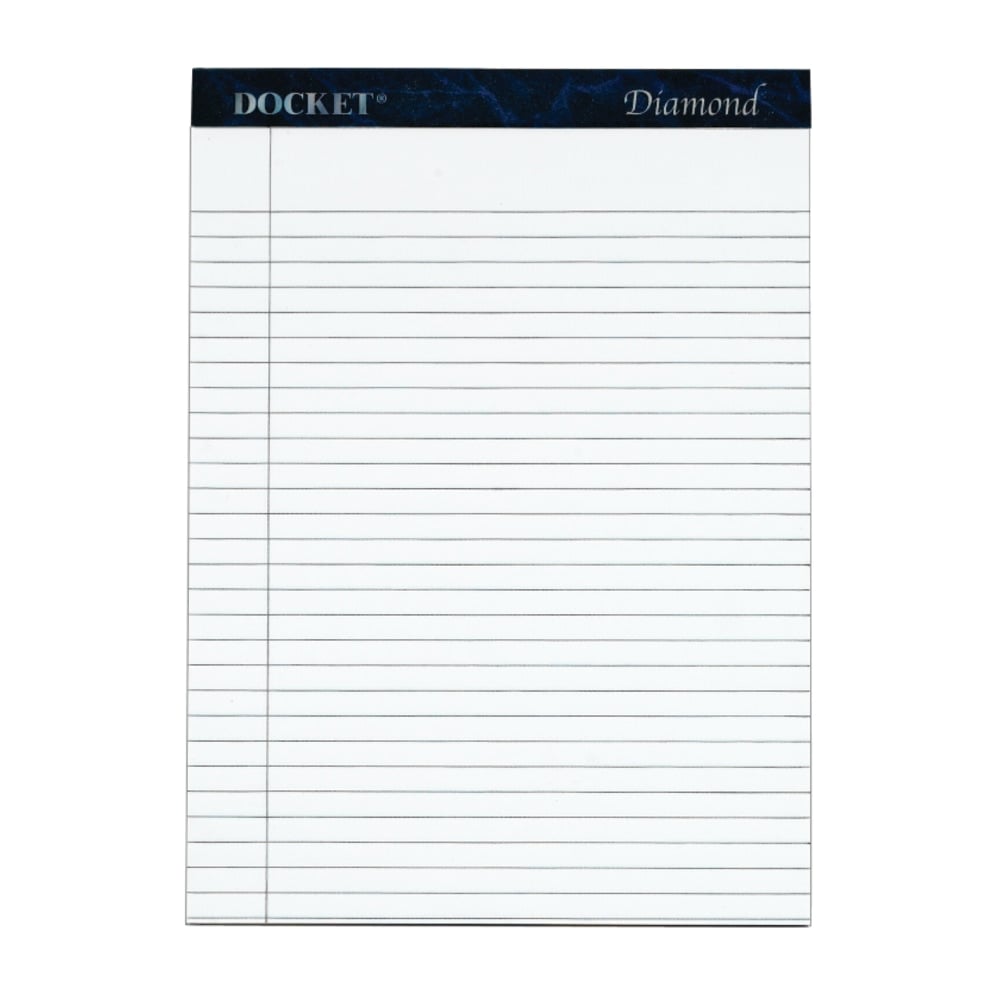 TOPS Docket Diamond Premium 100% Recycled Legal Pad, 8 1/2in x 11 3/4in, Legal Ruled, 50 Sheets, White, Pack Of 2 Pads (Min Order Qty 2) MPN:63975