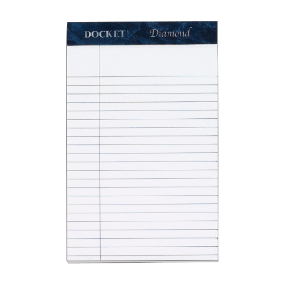 TOPS Docket Diamond Jr. 100% Recycled Writing Pads, 5in x 8in, Legal Ruled, 50 Sheets, White, Pack Of 4 Pads (Min Order Qty 2) MPN:63981
