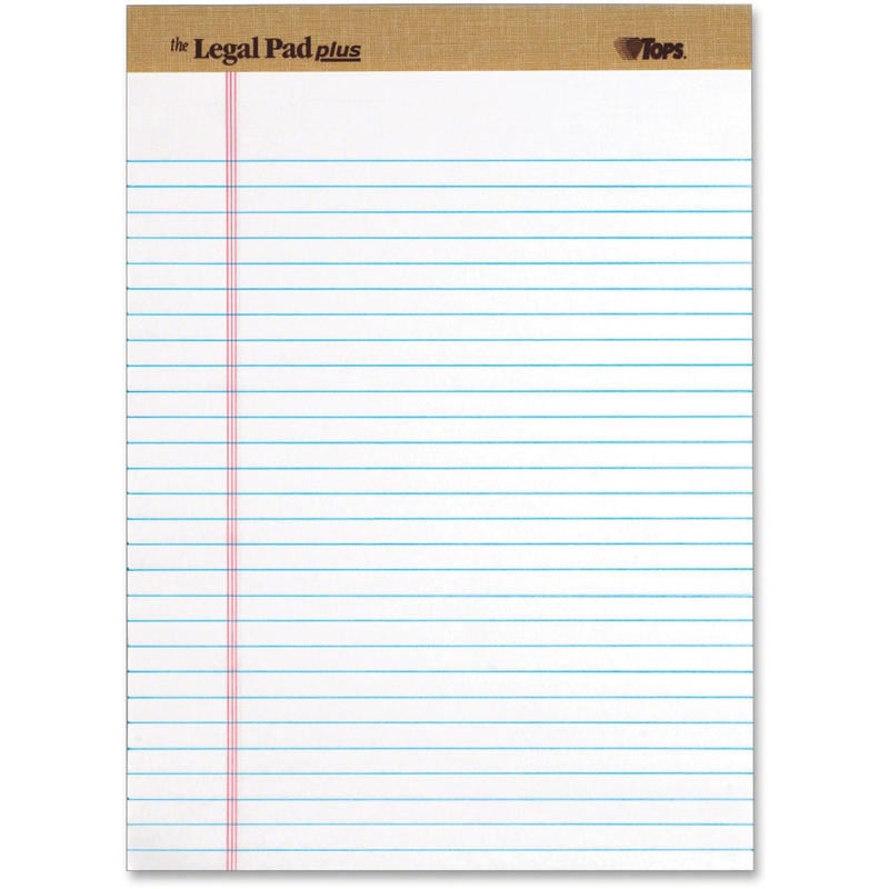 Tops The Legal Pad 71533 Notepad - 50 Sheets - Letter - 8 1/2in x 11in - White Paper - Perforated - 1 Dozen MPN:71533