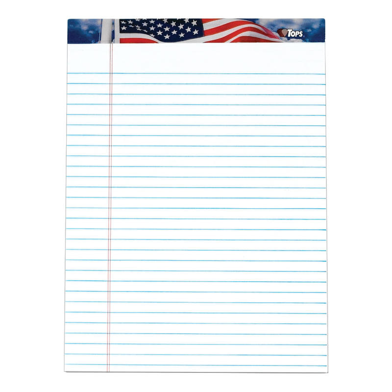 TOPS Perforated American Pride Writing Pads, 8 1/2in x 11 3/4in, Legal Ruled, 50 Sheets, White, Pack Of 3 Pads (Min Order Qty 3) MPN:75113