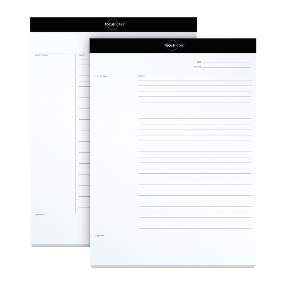 TOPS FocusNotes 15-lb Legal Pads, 8 1/2in x 11in, 50 Sheets Per pad, White, Pack Of 2 (Min Order Qty 7) MPN:77104