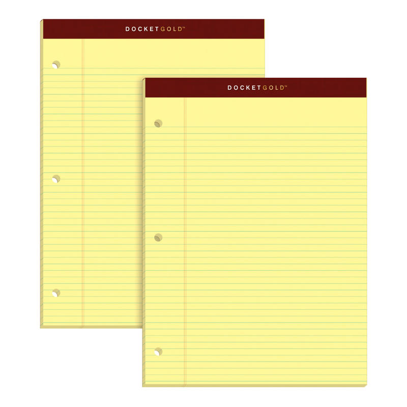 TOPS Double Docket Writing Pads, 8 1/2in x 11in, Narrow Ruled, 100 Sheets, Canary, Pack Of 2 Pads (Min Order Qty 5) MPN:99716