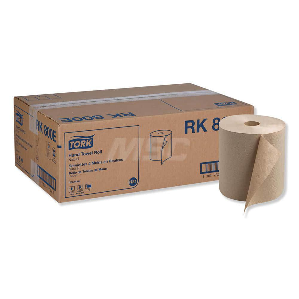 Paper Towels: Hard Roll, Roll, 1 Ply, Recycled Fiber, Natural MPN:TRKRK800E