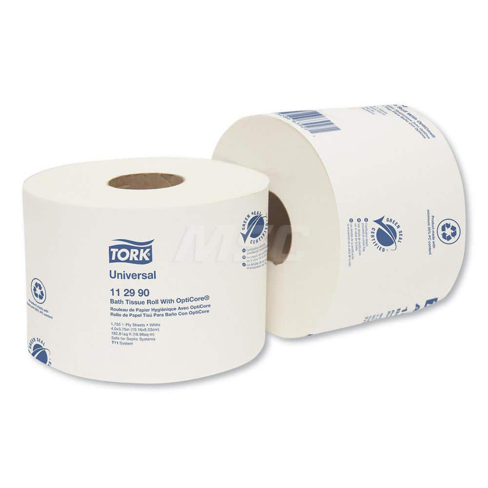 Bathroom Tissue: Standard Roll, Recycled Fiber, 1-Ply, White MPN:TRK112990