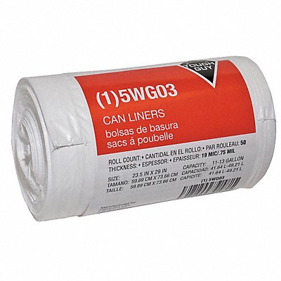 Trash Bags 11 to 13 gal White PK50 MPN:5WG03