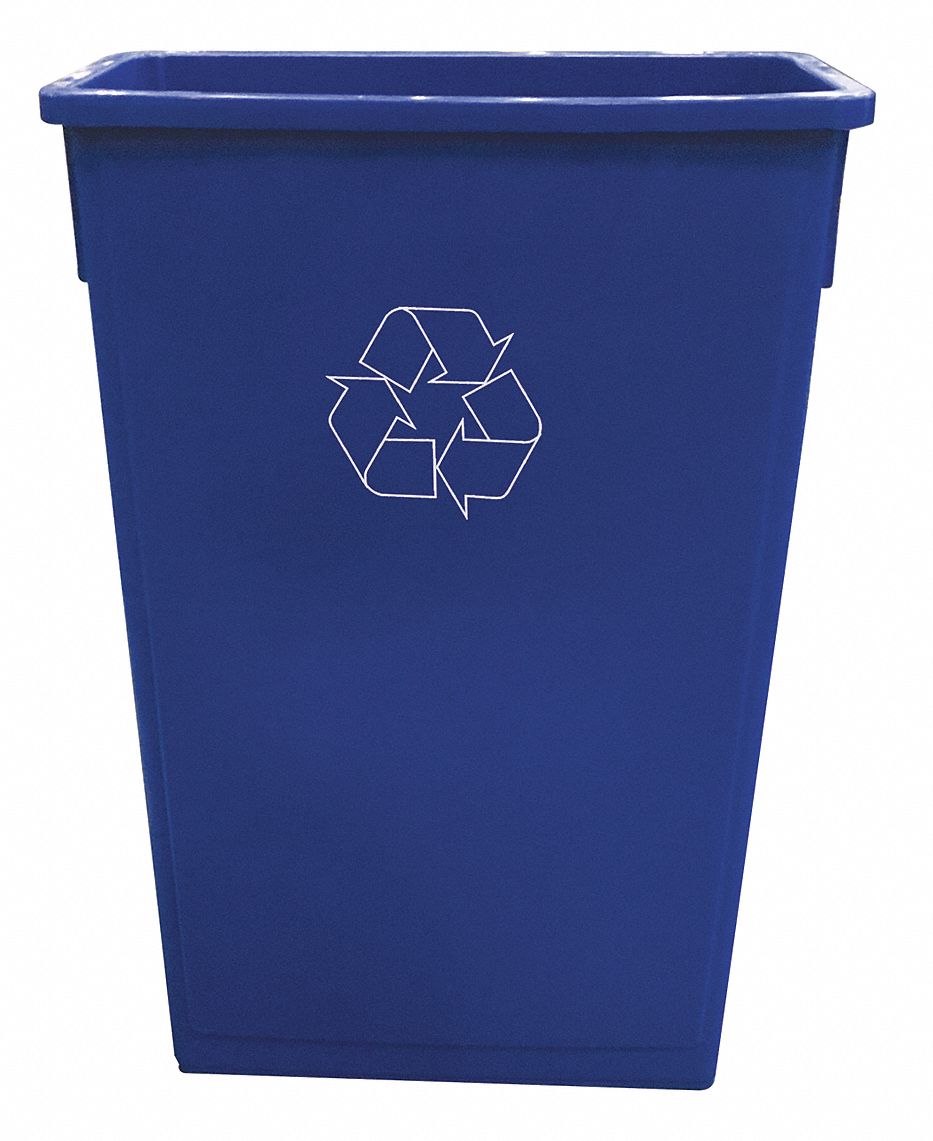 Trash Can Rectangular 23 gal Blue MPN:4PGU9