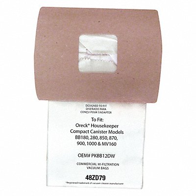 Vacuum Bag Paper 2-Ply Reusable PK12 MPN:48ZD79