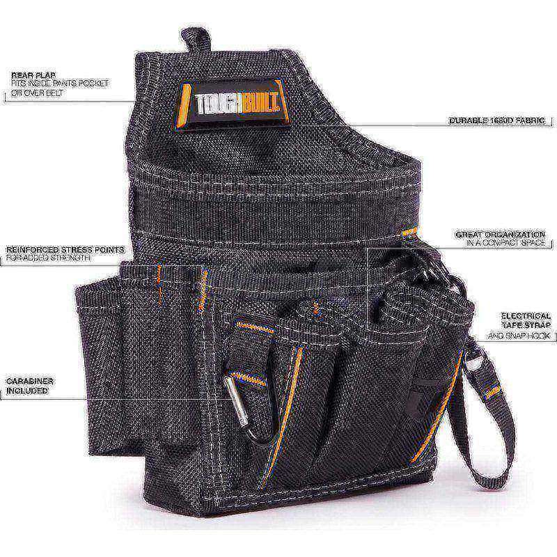 Tool Pouch: 6 Pockets, Polyester, Black MPN:TB-229