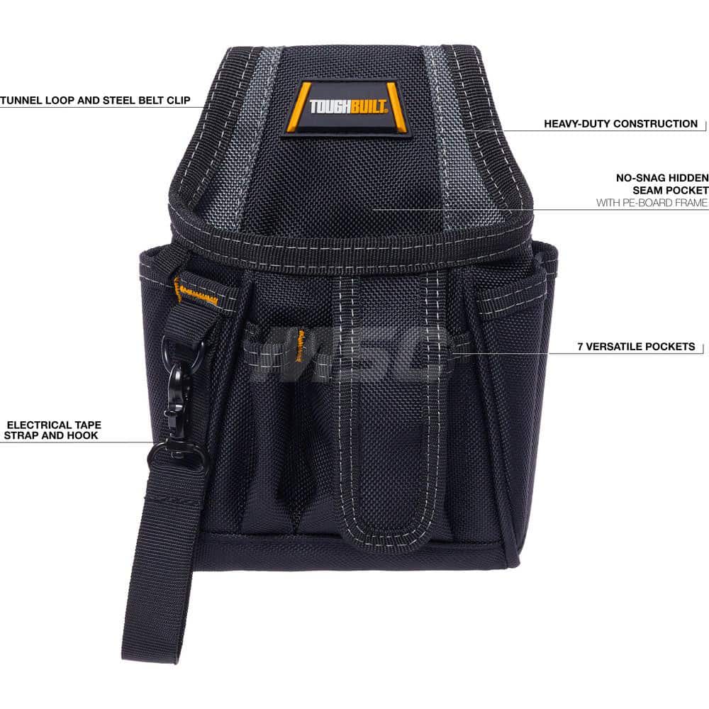 Tool Pouch: 6 Pockets, Polyester, Black MPN:TB-32-A