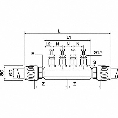 Port Manifold Aluminum Push to Connect MPN:6651 25 12 04GR