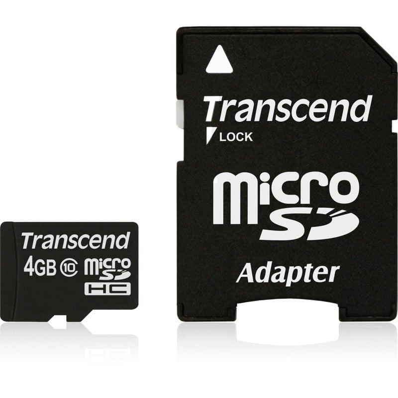 Transcend Premium - Flash memory card (microSDHC to SD adapter included) - 4 GB - Class 10 - 133x - microSDHC (Min Order Qty 9) MPN:TS4GUSDHC10